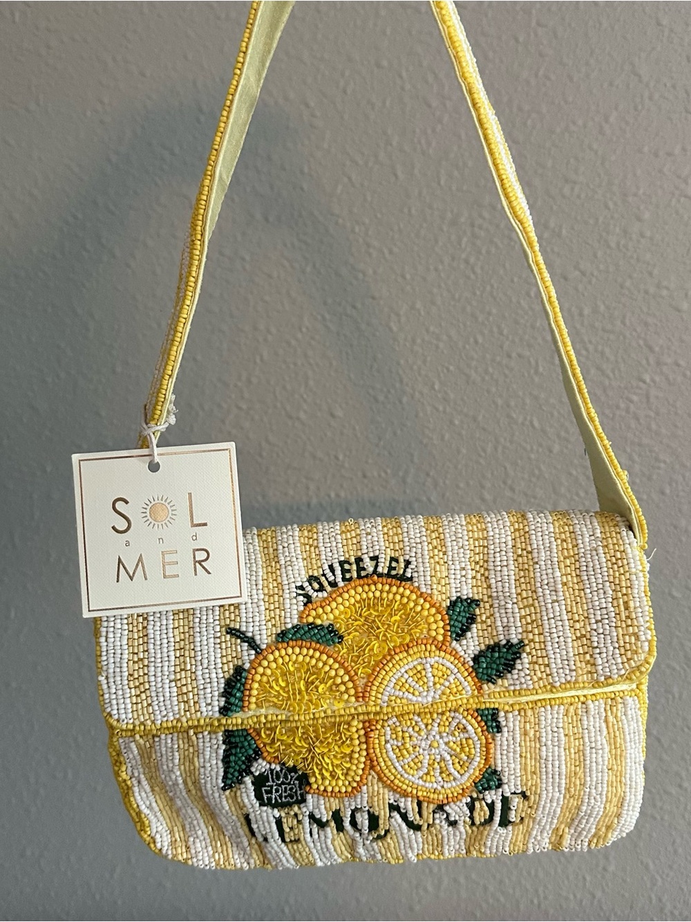 SOL and MER Lemon Beaded Shoulder Bag – NWT